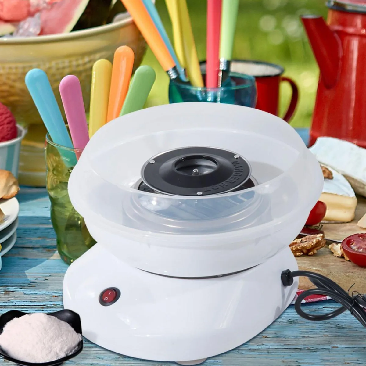 Homcom Figuras De Acción*- Máquina Blanca de Algodón de Azúcar