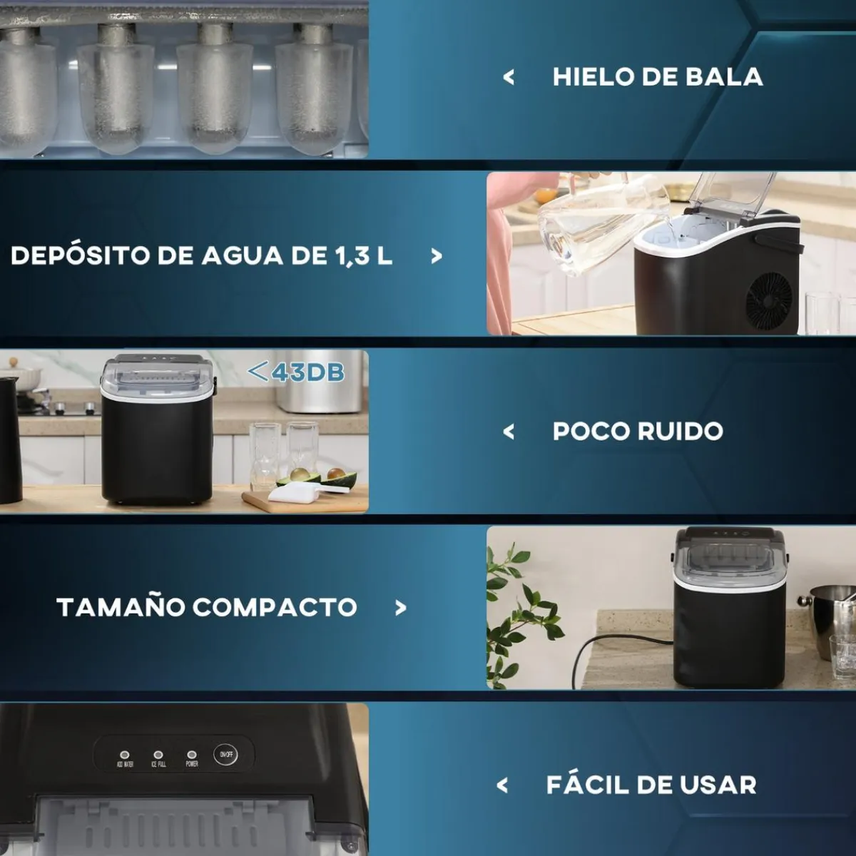 Homcom Figuras De Acción*- Máquina Hielo Negro 105W