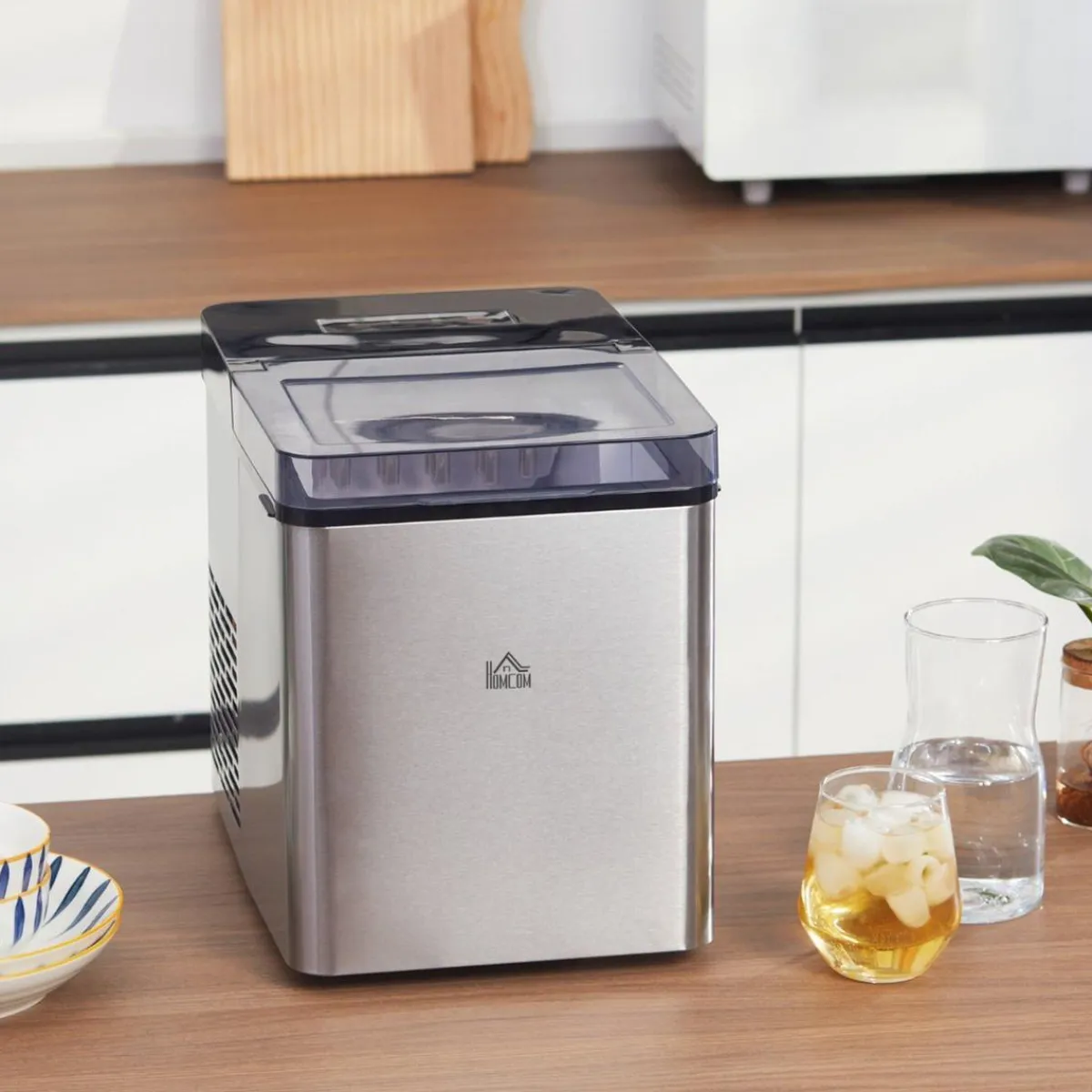 Homcom Figuras De Acción*- Máquina Hielo Plateada 105W