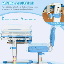 Homcom Estilo De Vida*- Pupitre infantil con silla Azul y Blanco