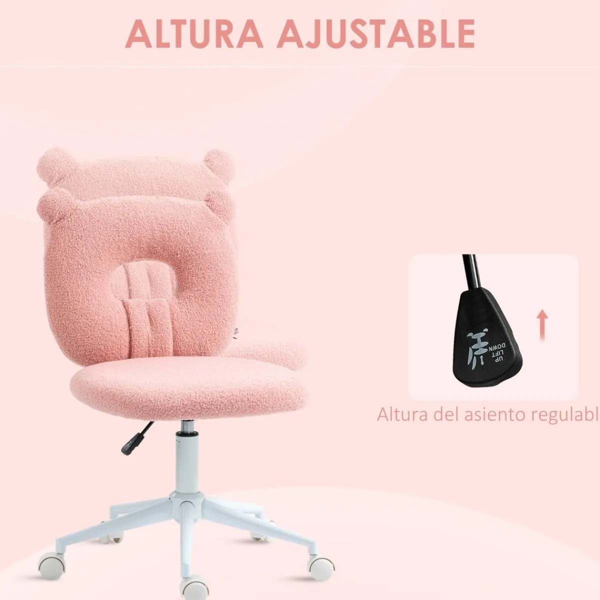 Homcom Estilo De Vida*- Silla infantil de borreguito Rosa