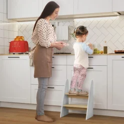 AIYAPLAY Estilo De Vida*Homcom - Taburete 2 peldaños Blanco