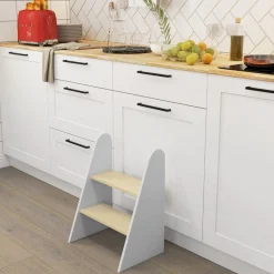 AIYAPLAY Estilo De Vida*Homcom - Taburete 2 peldaños Blanco