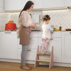 AIYAPLAY Estilo De Vida*Homcom - Taburete Escalera infantil madera Rosa