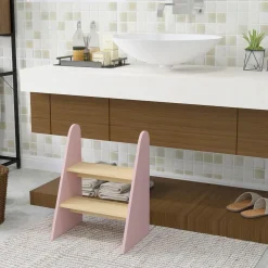AIYAPLAY Estilo De Vida*Homcom - Taburete Escalera infantil madera Rosa