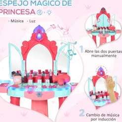 Homcom Muñecas*- Tocador infantil con cajón y taburete