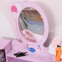 Homcom Muñecas*- Tocador Infantil con Taburete y Espejo
