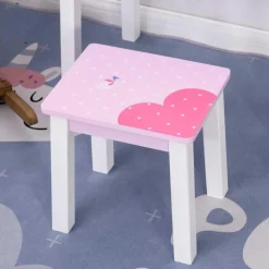 Homcom Muñecas*- Tocador Infantil con Taburete y Espejo