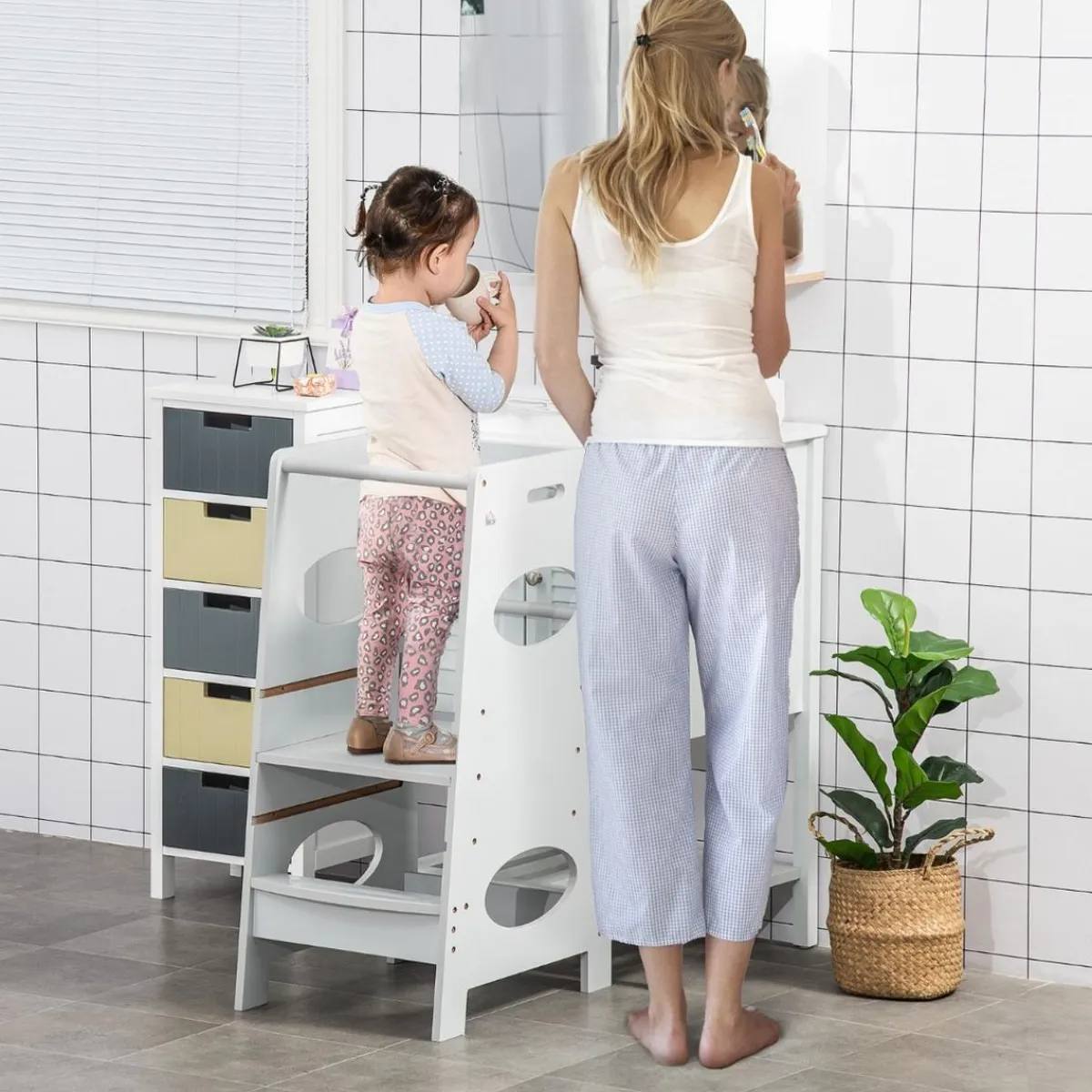 Homcom Estilo De Vida*- Torre de aprendizaje madera Gris