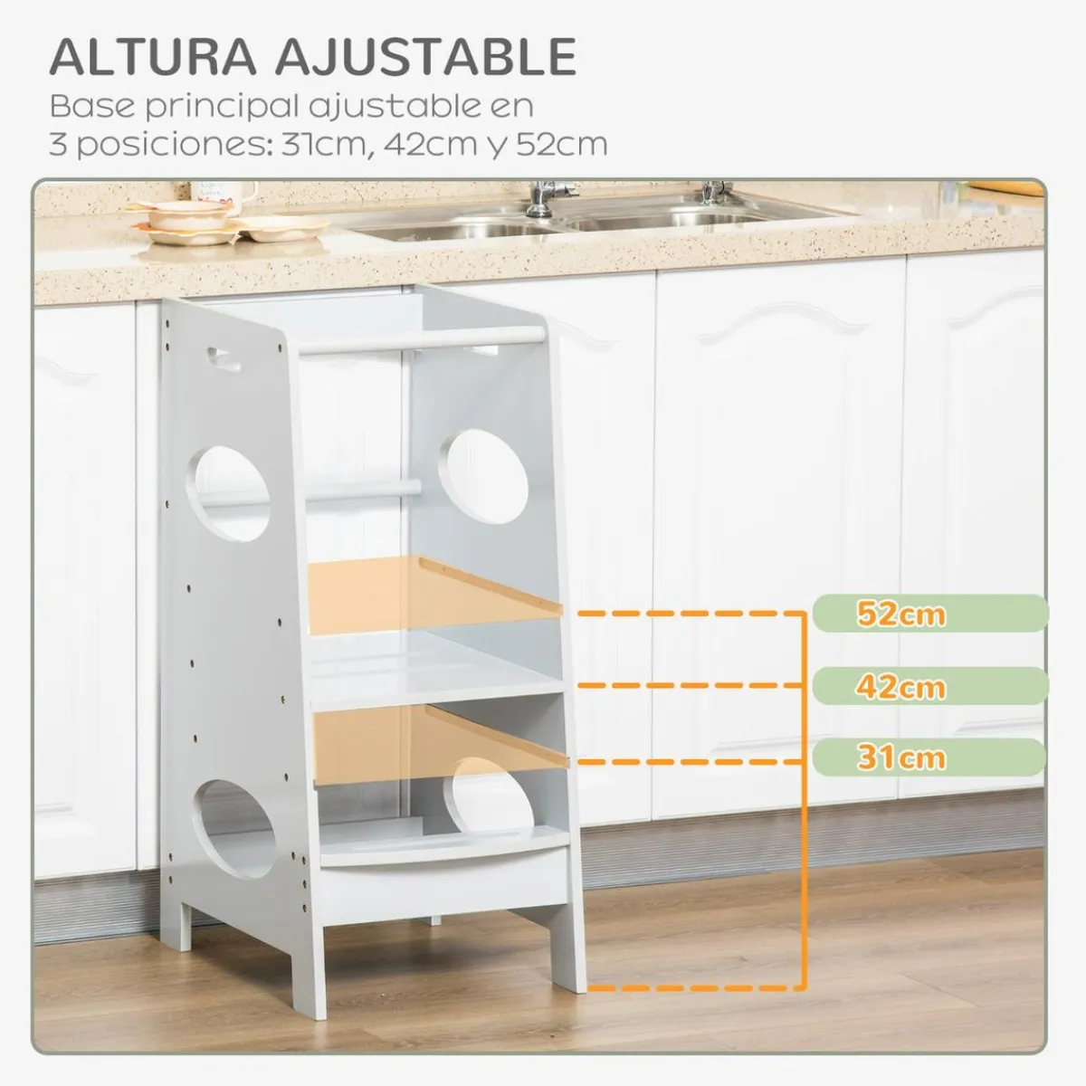 Homcom Estilo De Vida*- Torre de aprendizaje madera Gris