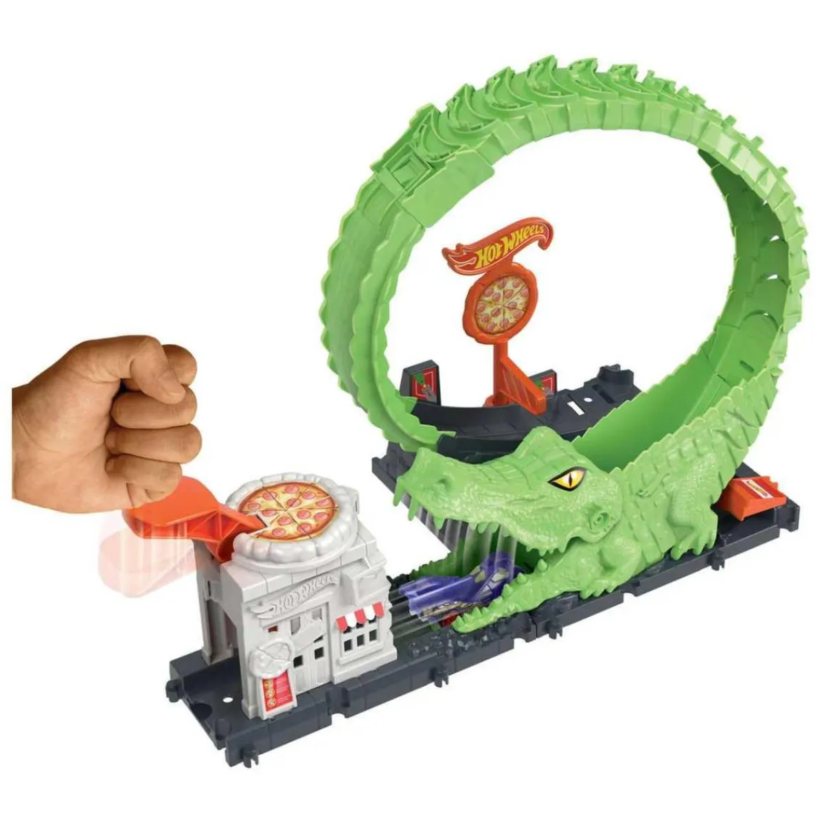 MATTEL Vehículos Y Circuitos*Hot Wheels - Ataque del cocodrilo: Pista para coches con lanzador y vehículo ㅤ