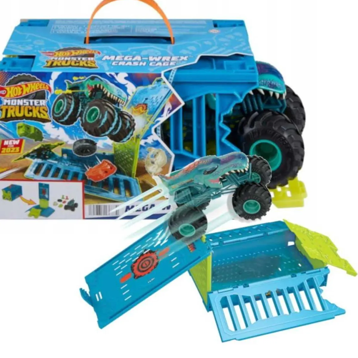 MATTEL Vehículos Y Circuitos*Hot Wheels - Vehículo Hot Wheels Monster Truck 1:24 con jaula de choque gigante