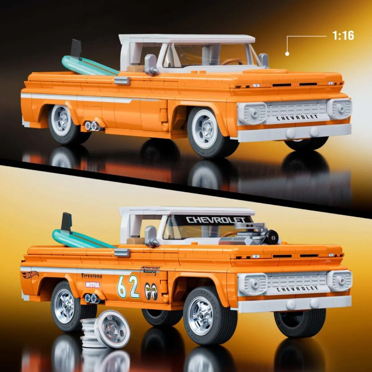 MATTEL Juguetes De Construcción*Hot Wheels Elite - Pickup Chevy '62 Personalizada