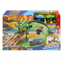 HOT WHEELS Vehículos Y Circuitos*Monster Trucks - Conjunto Destrucción del Dragón - Serie Sharks Vs Dinos