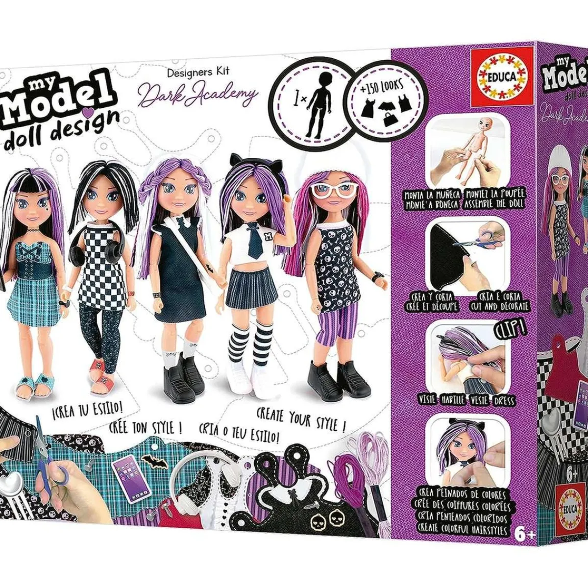 EDUCA BORRAS Arte Y Manualidades*Kit de diseño de moda para muñeca estilo academía oscura