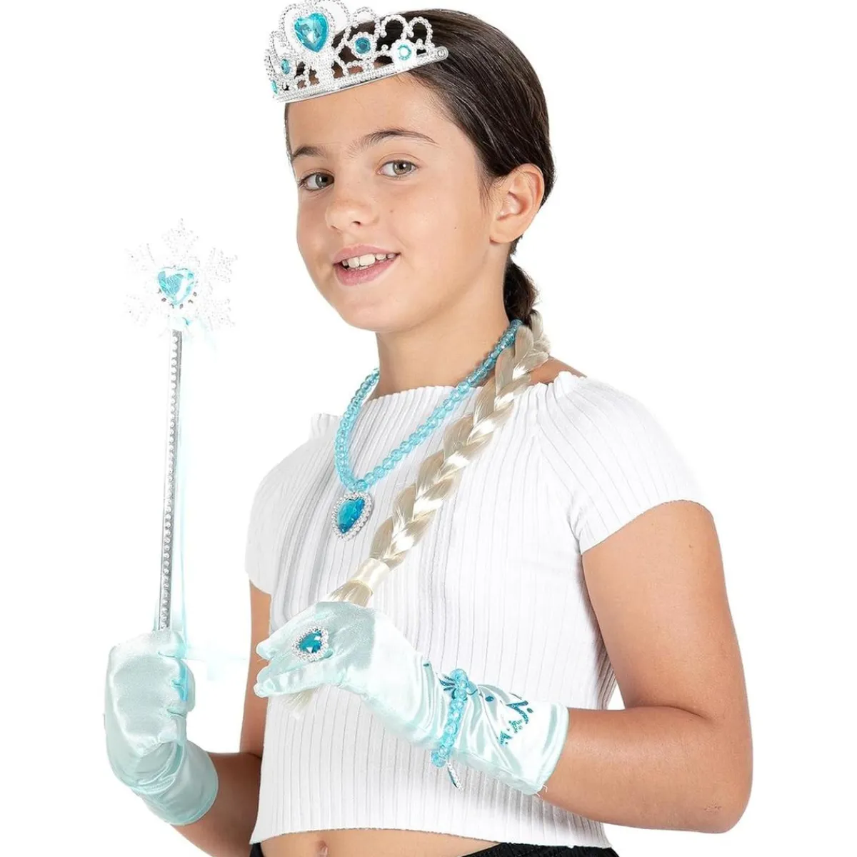 TOYS "R" US Disfraces|Halloween*Kit de Disfraz Princesa Hielo: Corona y Accesorios Azul Plata XS ㅤ