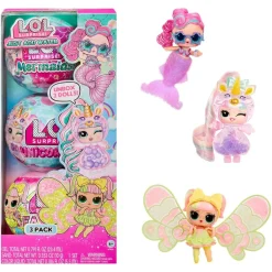 LOL SURPRISE Coleccionables Y Mini Mundos*L.O.L. Surprise - Just add Water - Pack 3 muñecas fantasía (sirena, hada y unicornio)