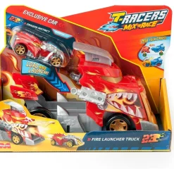 T-RACERS Vehículos Y Circuitos*Magic Box - Mix N' Race Fire Launcher Truck ㅤ