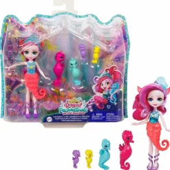 MATTEL Muñecas*- Enchantimals - Ocean Kingdom muñeca Sedda Sea Horse con familia de caballitos de mar ㅤ