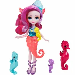 MATTEL Muñecas*- Enchantimals - Ocean Kingdom muñeca Sedda Sea Horse con familia de caballitos de mar ㅤ