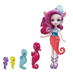 MATTEL Muñecas*- Enchantimals - Ocean Kingdom muñeca Sedda Sea Horse con familia de caballitos de mar ㅤ