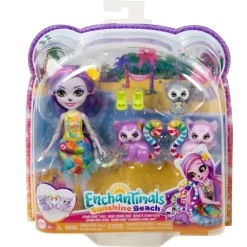 MATTEL Muñecas*- Enchantimals - Sunshine Beach Familia de Lemures ㅤ