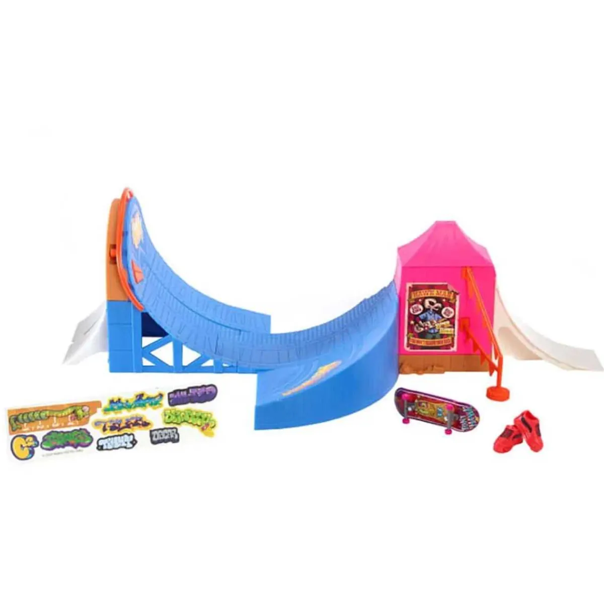 MATTEL Vehículos Y Circuitos*- Parque de skate con monopatín de juguete y zapatillas para dedos ㅤ