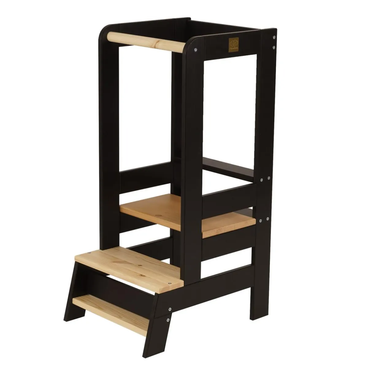 MEOWBABY Estilo De Vida*- Torre de aprendizaje de Madera negra con Elementos Naturales