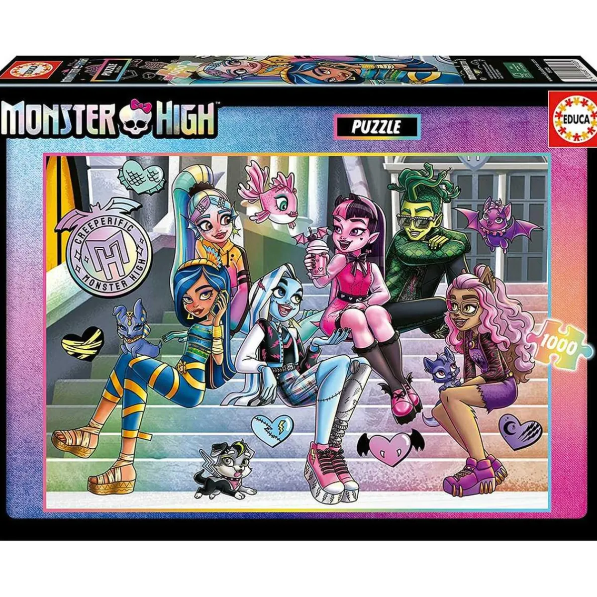 EDUCA BORRAS Juegos Y Puzzles*Monster High - Puzzle de 1000 piezas Monster High para adultos, 68 x 48 cm y cola Fix incluida ㅤ