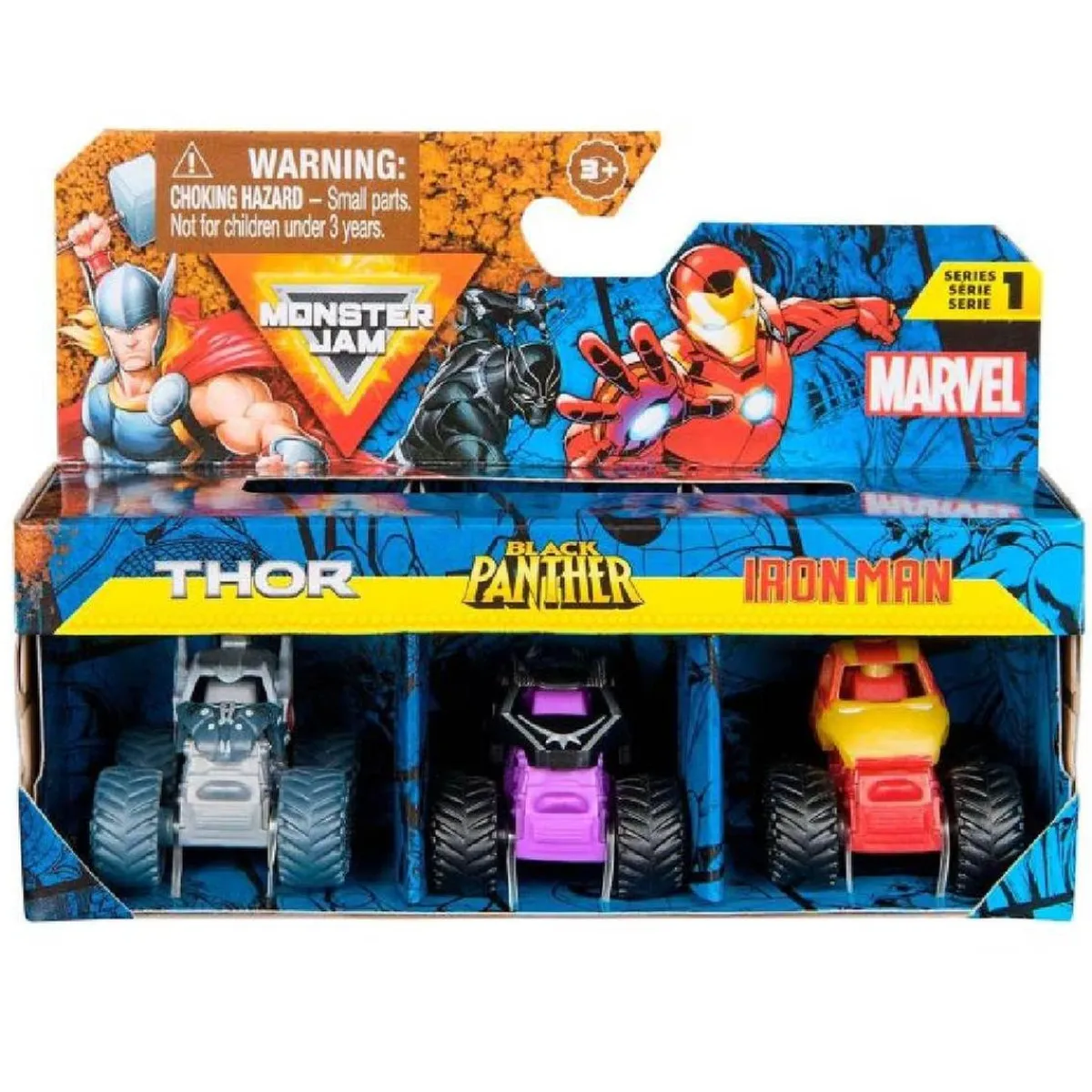 MONSTER JAM Vehículos Y Circuitos*- Pack 3 Mini vehículos Marvel (varios modelos)