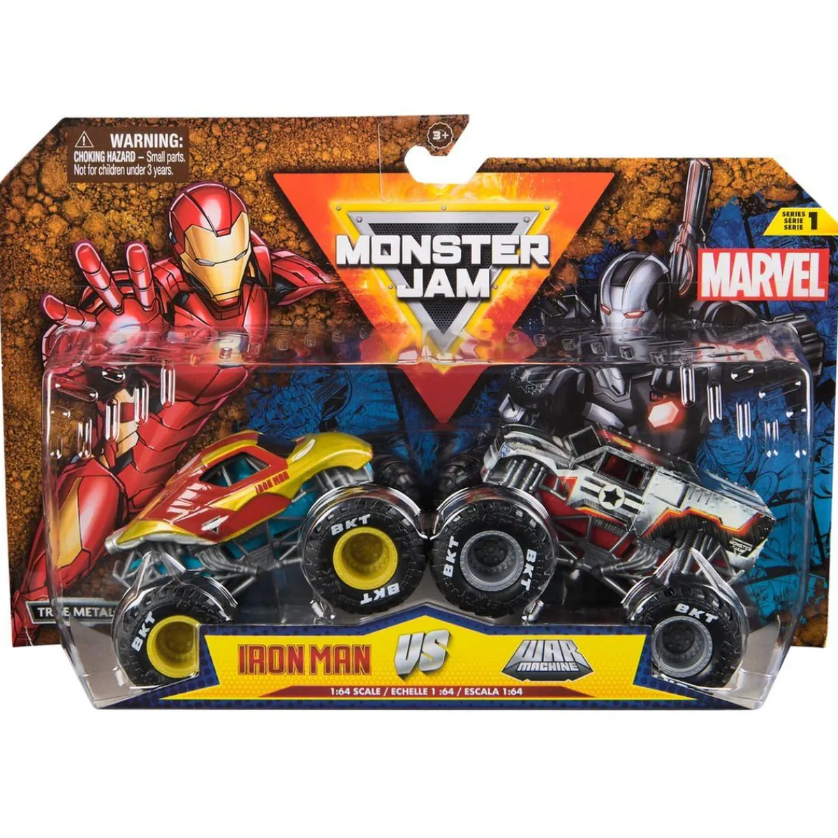 MONSTER JAM Vehículos Y Circuitos*- Pack 2 vehículos Marvel - Iron Man vs War Machine