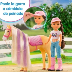 NANCY Muñecas*- Muñeca articulada con caballo y accesorios de cuidado ㅤ