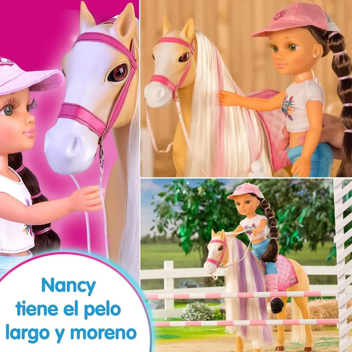 NANCY Muñecas*- Muñeca articulada con caballo y accesorios de cuidado ㅤ