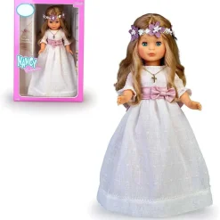 NANCY Muñecas*- Muñeca de colección para Primera Comunión con vestido blanco y corona de flores, rubia, Reedición 2023