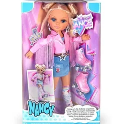 NANCY Muñecas*- Muñeca patinadora con accesorios y chaqueta rosa, para niños y niñas