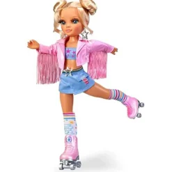 NANCY Muñecas*- Muñeca patinadora con accesorios y chaqueta rosa, para niños y niñas