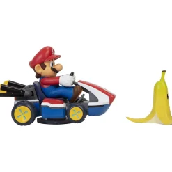 NINTENDO Figuras De Acción*- Super Mario - Vehículo acrobático de Super Mario Kart con plátano y giros 360º ㅤ
