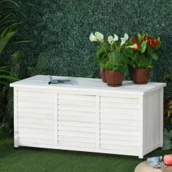 Outsunny Estilo De Vida*- Baúl de jardín de madera Blanco