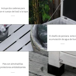 Outsunny Estilo De Vida*- Baúl de jardín de madera Blanco