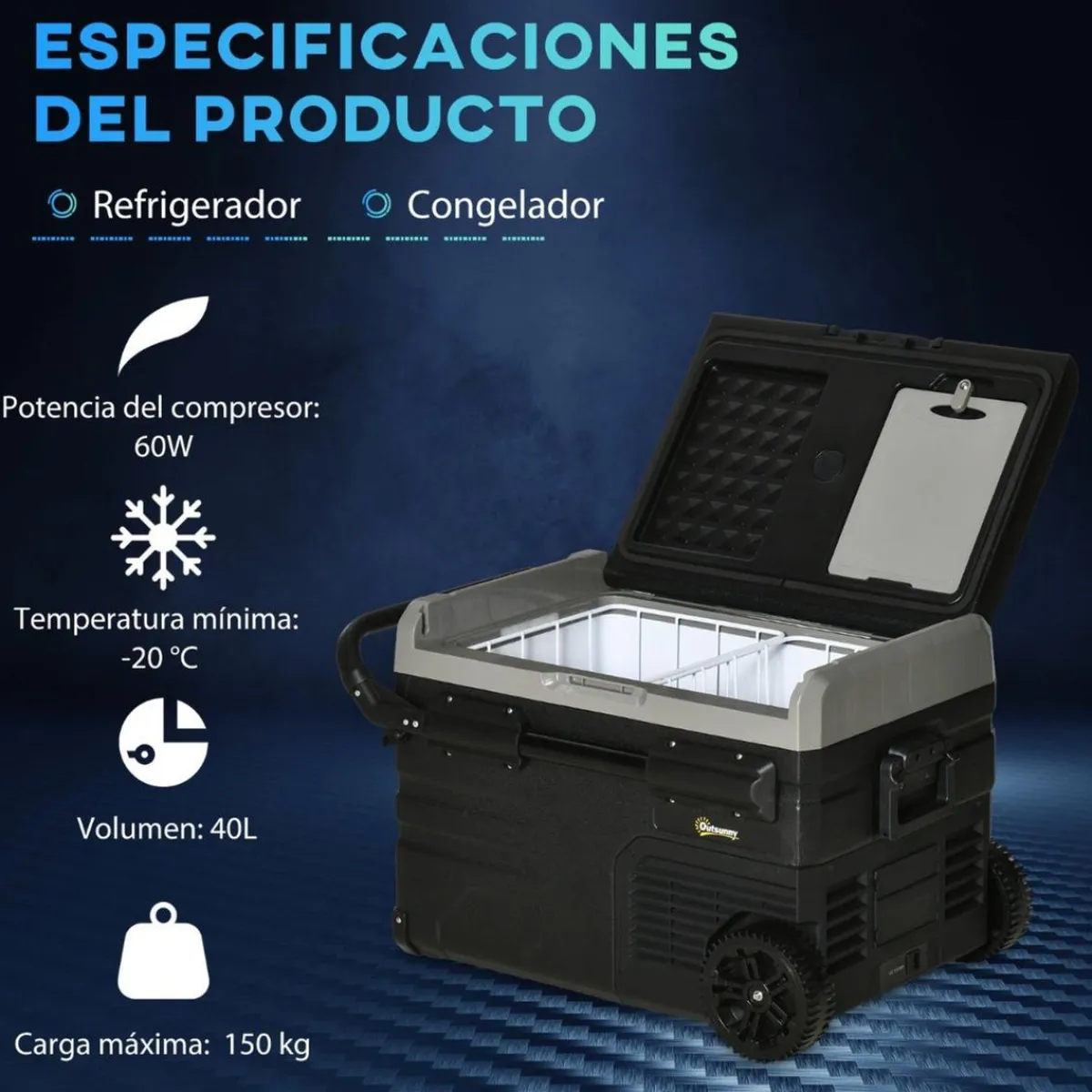 Outsunny Figuras De Acción*- Nevera congelador portatil 40L Negro