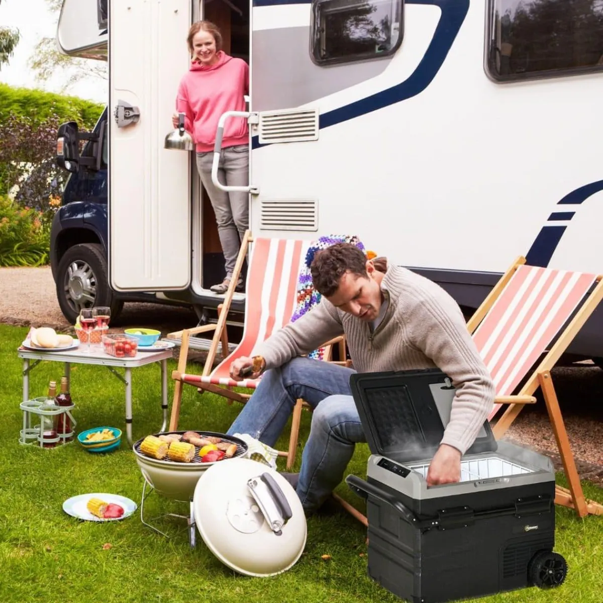 Outsunny Figuras De Acción*- Nevera congelador portatil 60L Negro