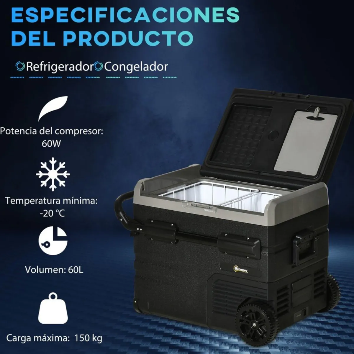 Outsunny Figuras De Acción*- Nevera congelador portatil 60L Negro