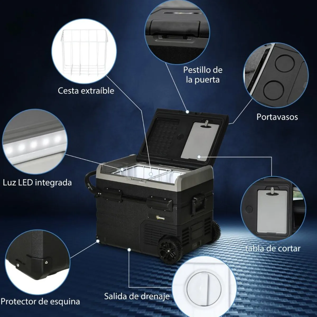 Outsunny Figuras De Acción*- Nevera congelador portatil 60L Negro