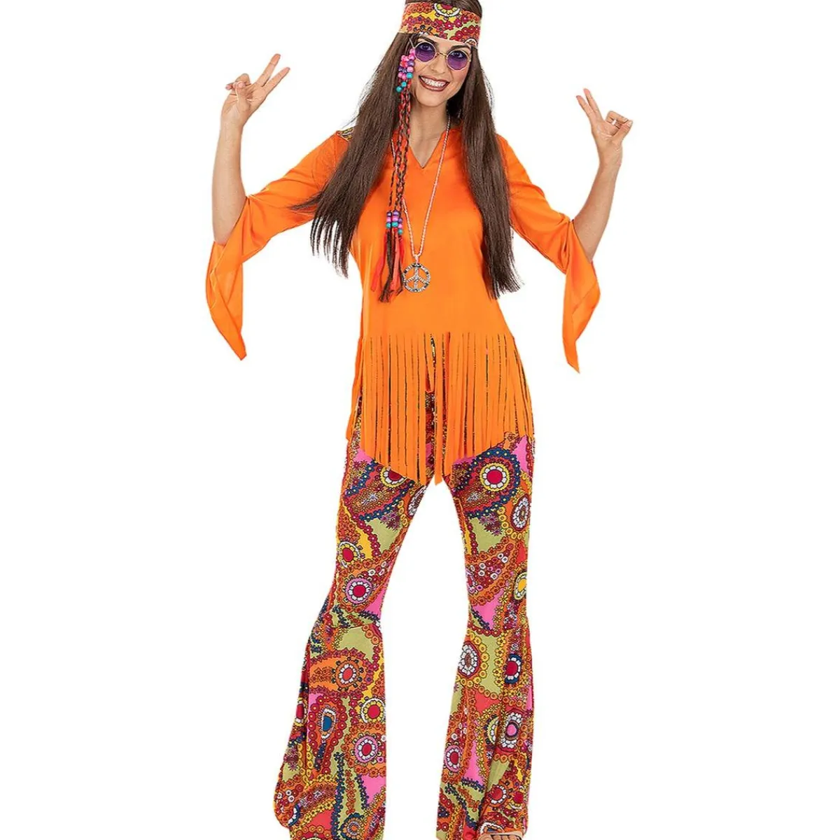 Funidelia Halloween|Disfraces*Peluca de hippie morena