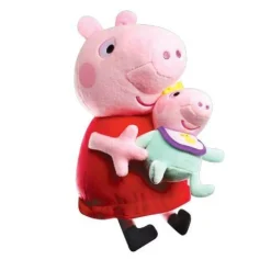 BANDAI Coleccionables Y Mini Mundos*Peppa Pig - Peluche Peppa con bebé 25 cm