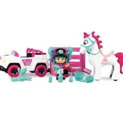 PINYPON Coleccionables Y Mini Mundos*- Remolque y caballo con mini muñeca y accesorios Pop&Swap