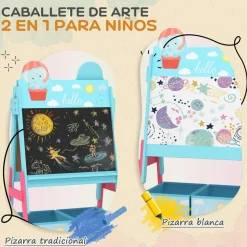 AIYAPLAY Arte Y Manualidades*Pizarra 2 en 1 con cajas de tela Azul