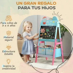 AIYAPLAY Arte Y Manualidades*Pizarra 2 en 1 con cajas de tela Azul