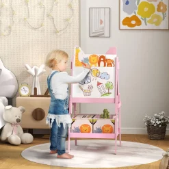 AIYAPLAY Arte Y Manualidades*Pizarra 2 en 1 con cajas de tela Rosa