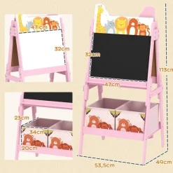 AIYAPLAY Arte Y Manualidades*Pizarra 2 en 1 con cajas de tela Rosa